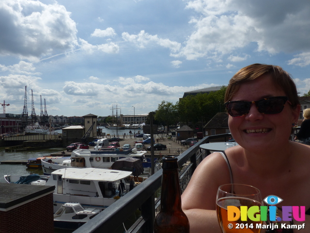 FZ005761 Jenni at Mud Dock cafe Bristol